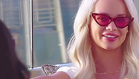 Sexy young brunette hair shows off her boyfriend